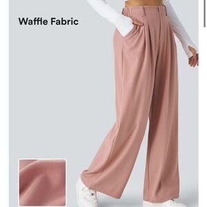 Halara waffle pants. Elegant Pink Wide-Leg Women's Pants. Brand new small